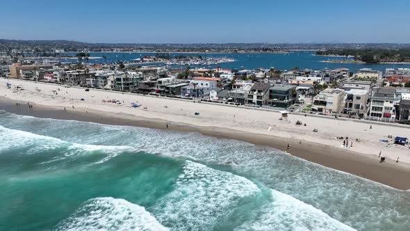 Aerial View of Mission Bay and Beach in San Diego During Summer California