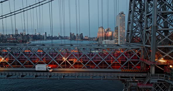 Williamsburg Bridge Towards Manhattan with a View of Midtown Manhattan