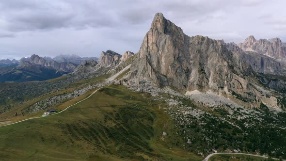 Above Italian Dolomites Alps ,Pass Giau