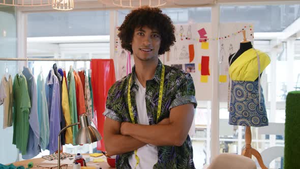 Young man working in a creative office