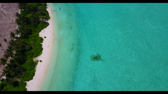 Aerial top view nature of exotic lagoon beach journey by blue sea and white sandy background of a da