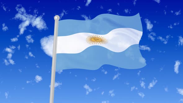 Argentina Fly Flag Wave In The Sky