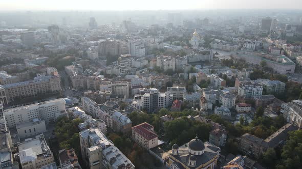 Cityscape of Kyiv, Ukraine. Aerial View, Slow Motion