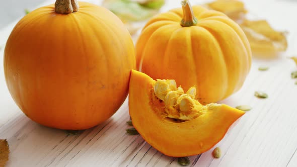 Yellow Pumpkins Laid on Table