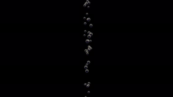 Transparent Bubbles Go Up Underwater Over Black Background