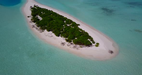 Natural drone island view of a paradise sunny white sand beach and aqua turquoise water background i