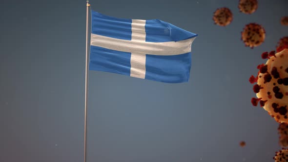 Rome Flag With Corona Virus Attack 4K alt