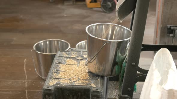 fresh rolled oats at a working windmill