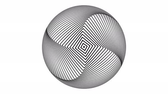 Stripy geometric line animation on a sphere. Vd 949