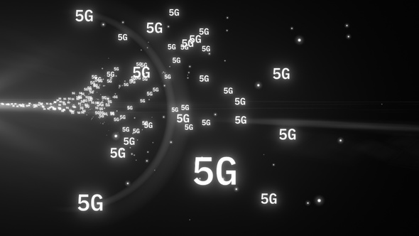 Digital 5G Logo Flying Dark