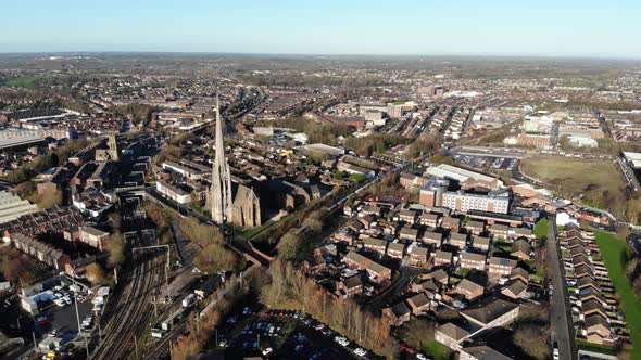 An aerial view of Church of St Walburge, Preston