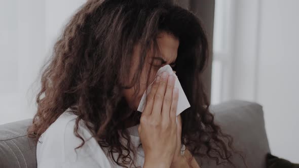 AfricanAmerican Girl Got Sick Caught a Cold Has a Flu