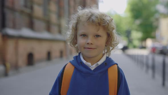 Portrait Male Kid Looking at Camera