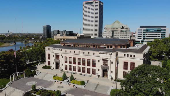 Columbus Ohio City Hall in downtown Columbus, Ohio - aerial drone footage