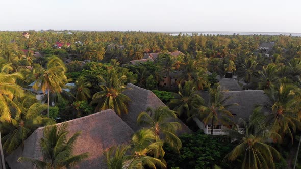 Aerial View African Tropical Beach Resort ThatchedRoof Hotels Pools Zanzibar