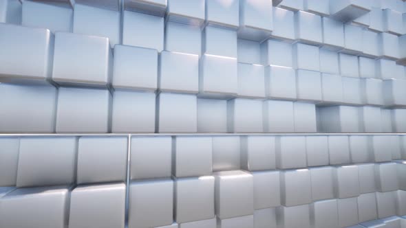 Steel Metal Boxes Wall in 3d Style Industrial Art Intro