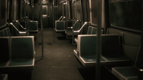 Inside of New York Subway Empty Car