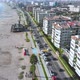 Road along the pacific ocean coast beach (La Serena, Chile) aerial view - VideoHive Item for Sale