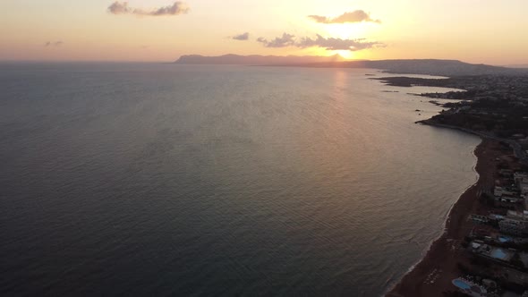 Panoramic Aerial View From Above of the City of Chania Crete Island Greece