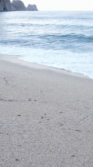 Vertical Video of Sea Water Near the Seashore Slow Motion