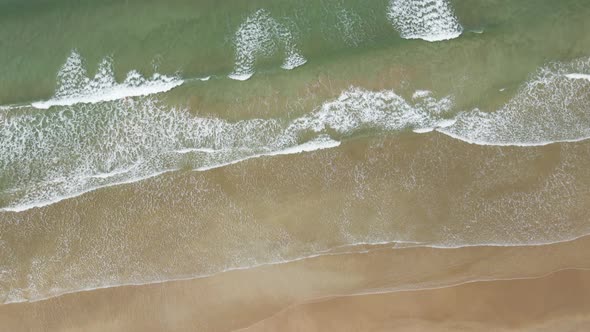 Pleasant clean white rock beach Portrush Northern Ireland aerial