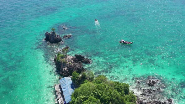 Aerial View of Koh Khai Nuai the Cat Island in Phuket Thailand