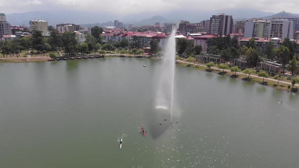 Flying over Nurigeli Lake. Batumi 2019 summer