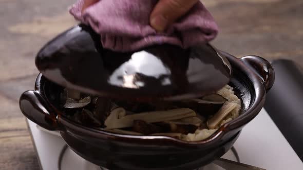 Matsutake Gohan( boiled rice with matsutake mushrooms ), Japanese autumn food