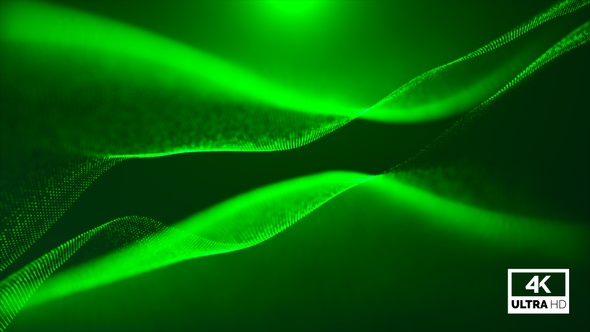 Digital Green Particles Wave Flow Background Animation Loop V3 alt