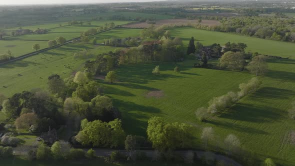 Springtime Aerial View England Market Town Suburbs UK Trees Houses Kenilworth