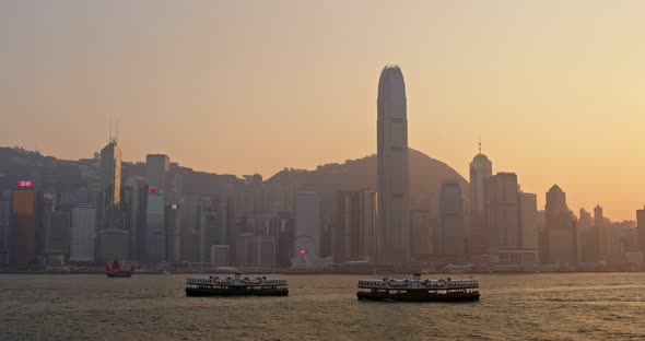 Hong Kong at Sunset Time