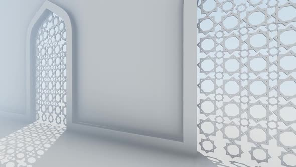 White Corridor Wall With Islamic Decorations In Middle Eastern Style 1