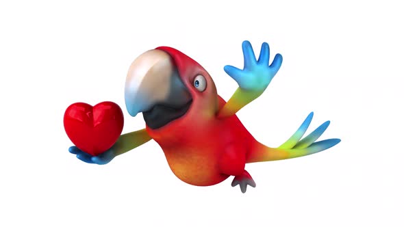 Fun 3D cartoon animation of a Parrot with alpha