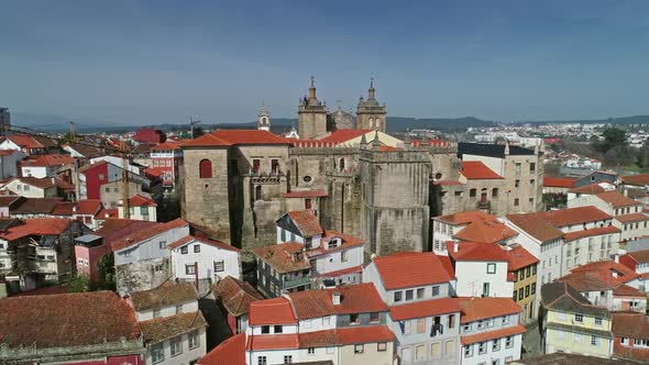 Aerial View of Old Historic Town Viseu in Portugal