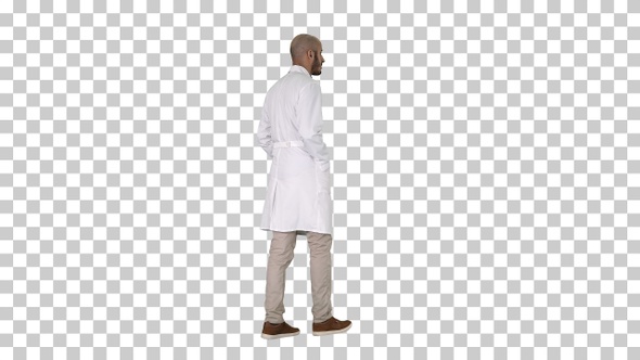 Walking doctor in a robe, Alpha Channel