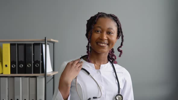 Portrait of Confident Skilled Practitioner African American Female Physician