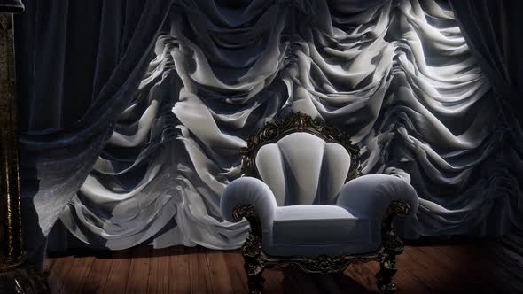 Luxurious Theater Curtain Stage with Chair alt
