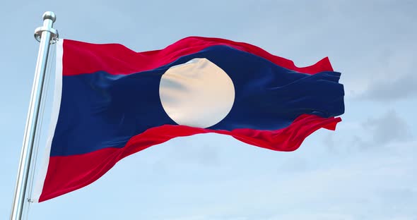 Laos  Flag  Waving  Loop  4 K