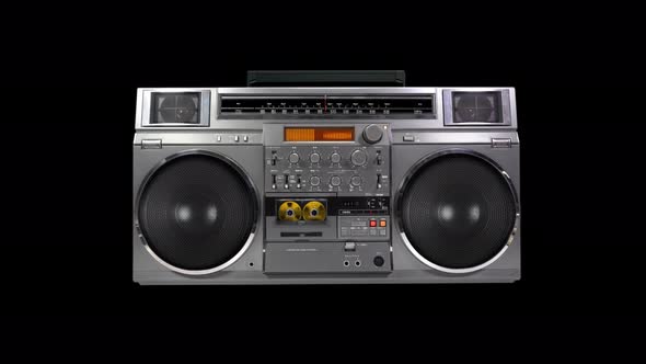 Retro music radio boombox on a black background