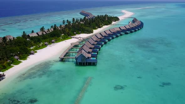 Aerial drone sky of sea view beach journey by blue sea with sand background