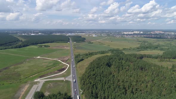 Aerial view of highway with cars. 06