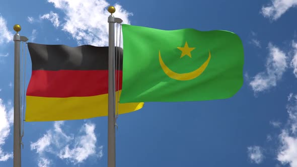 Germany Flag Vs Mauritania On Flagpole