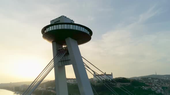 Amazing Aerial View of Bratislava (Slovakia) in Summer with Nice Sun Lens Flare