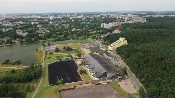 Top View of the Track and Field Sports Complex in Minsk