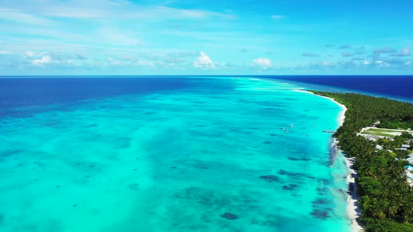 Aerial view nature of tranquil sea view beach time by blue water and white sand background of a dayo