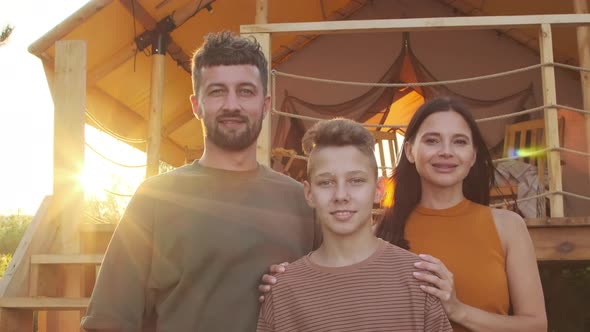 Family Posing by Glamping