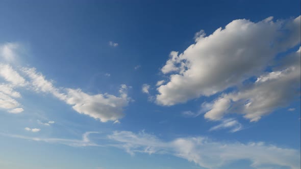 Time lapse of white cloud moving pass around sky background