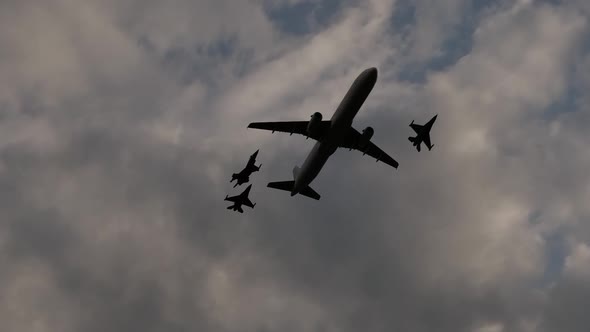 Combat Aircraft Accompanying Passenger Aircraft