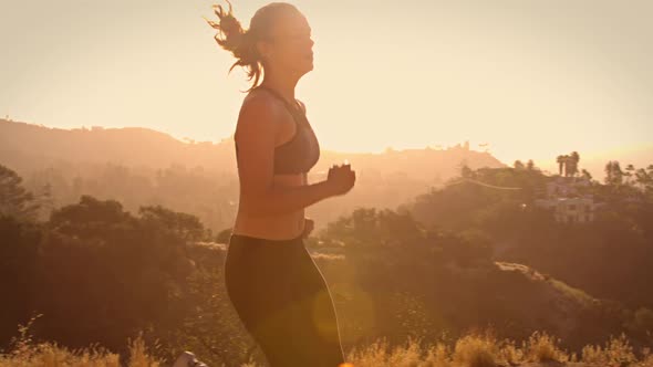 Fit Woman Jogging Los Angeles Slow-Motion