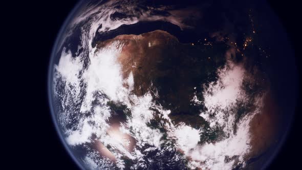 Earth Planet Viewed From Space at Night Showing the Lights of Countries